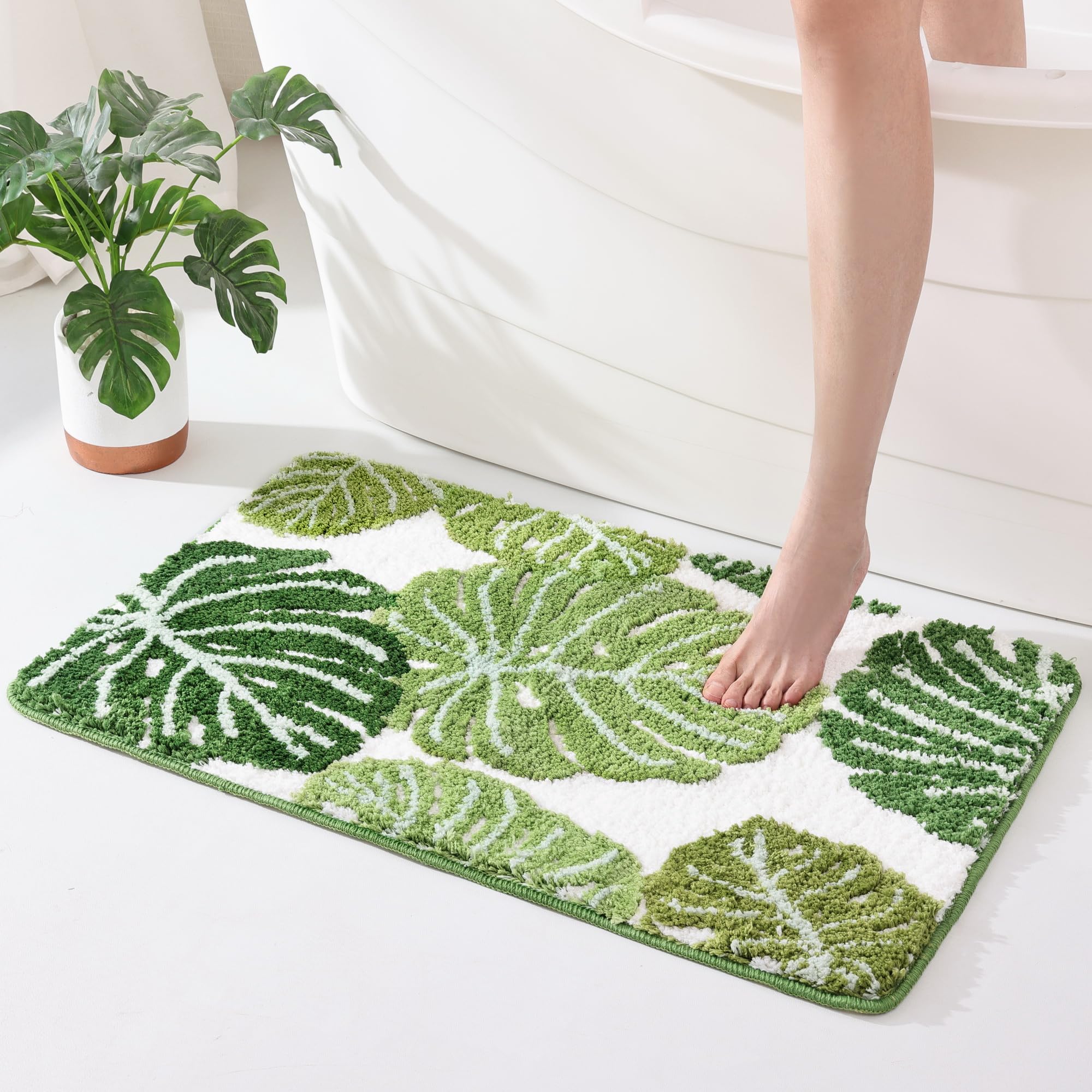 Kitchen Appliances Green - VIKAMA Green Leaf Pattern Floor Mat