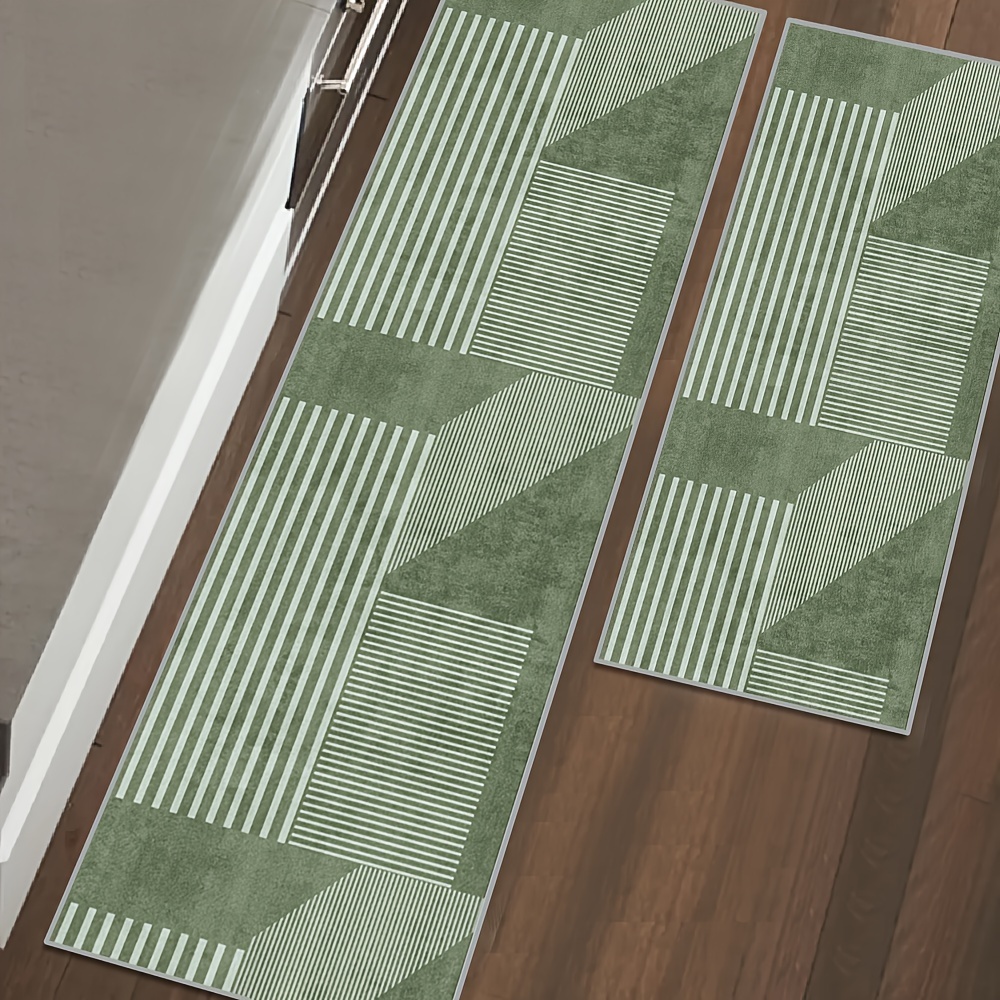 VIKAMA Striped Green Carpet Ki - Kitchen Appliances Green 评论和价格