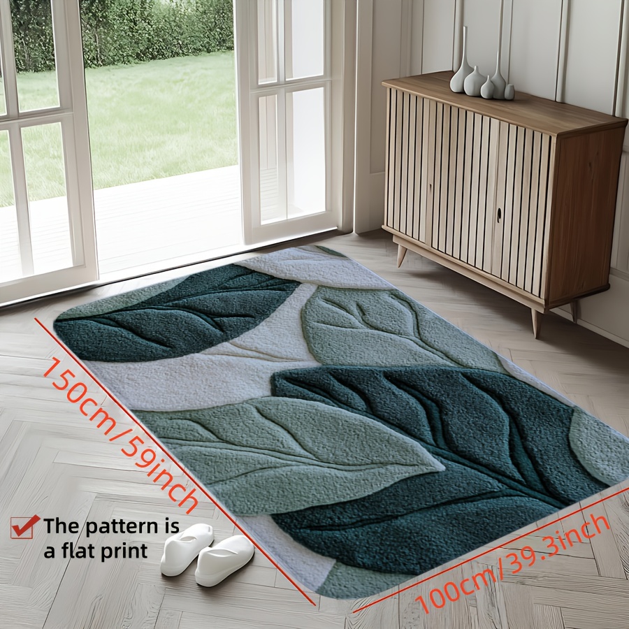 Green Leaf Print Bath Mat – No - Kitchen Appliances Green 评论和价格
