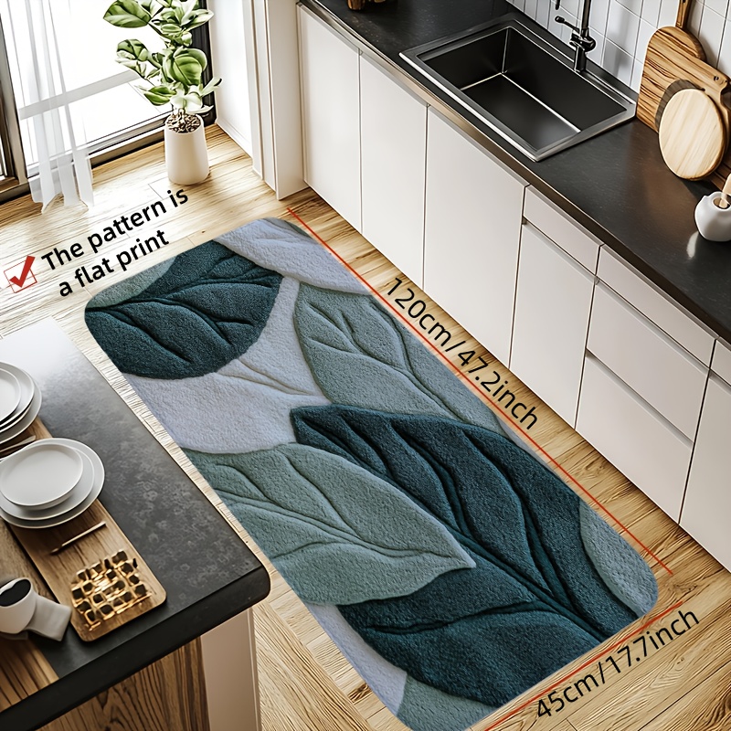 Green Leaf Print Bath Mat – No - Kitchen Appliances Green 评论和价格